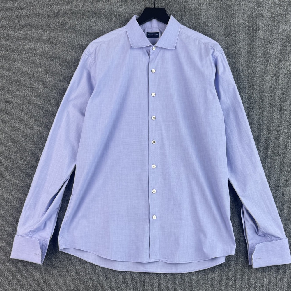 Proper Cloth Dress Shirt Mens XL 17.25 35/36 Blue Stripe French Cuff Cotton